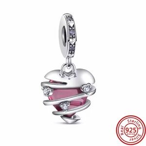 NWOT Love Confession Heart Spiral Dangle Charm Sterling Silver 925